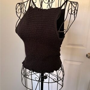 Black Smocked Tank Top - Women